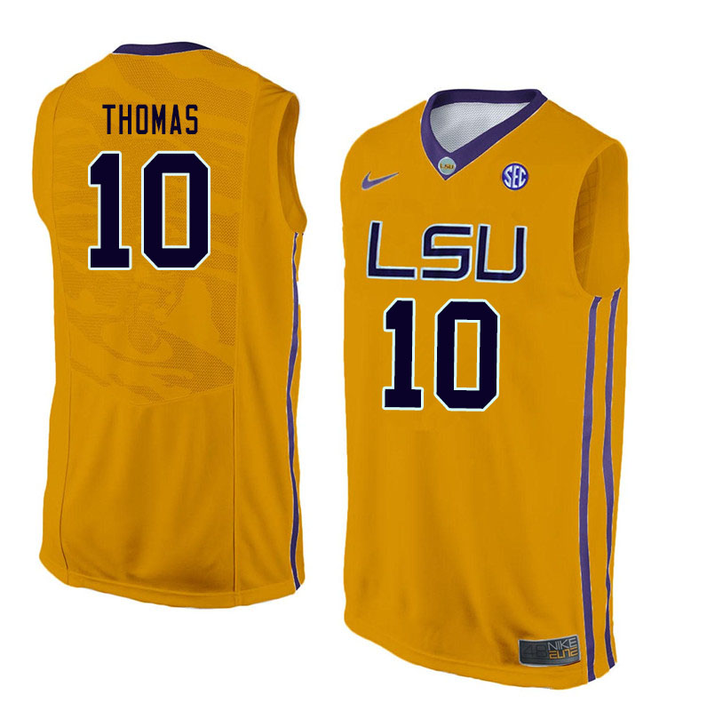 Men #10 Noah Thomas LSU Tigers College Basketball Jerseys Sale-Gold